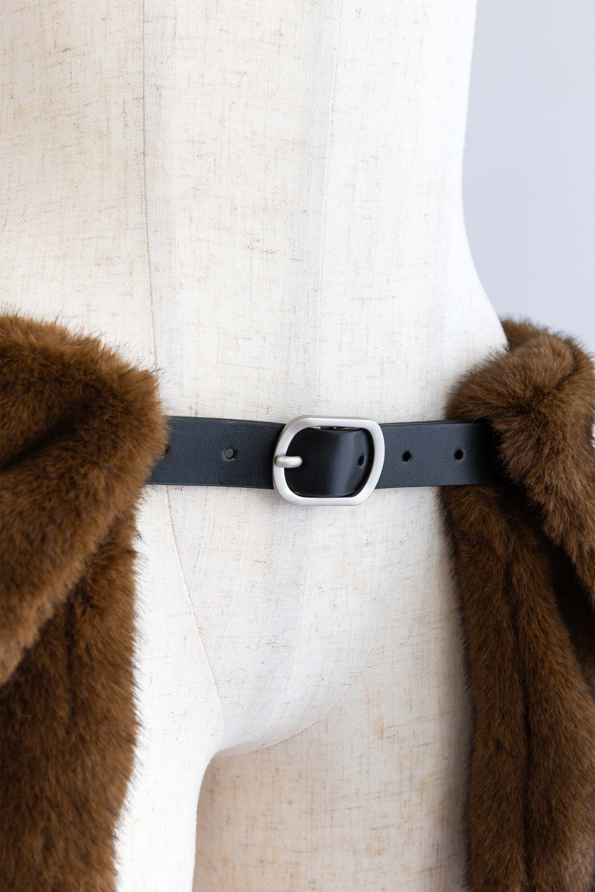 Faux Fur Pocket Belt ブラウン