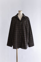 Satin Piping Checked Pajama Shirt ブラック