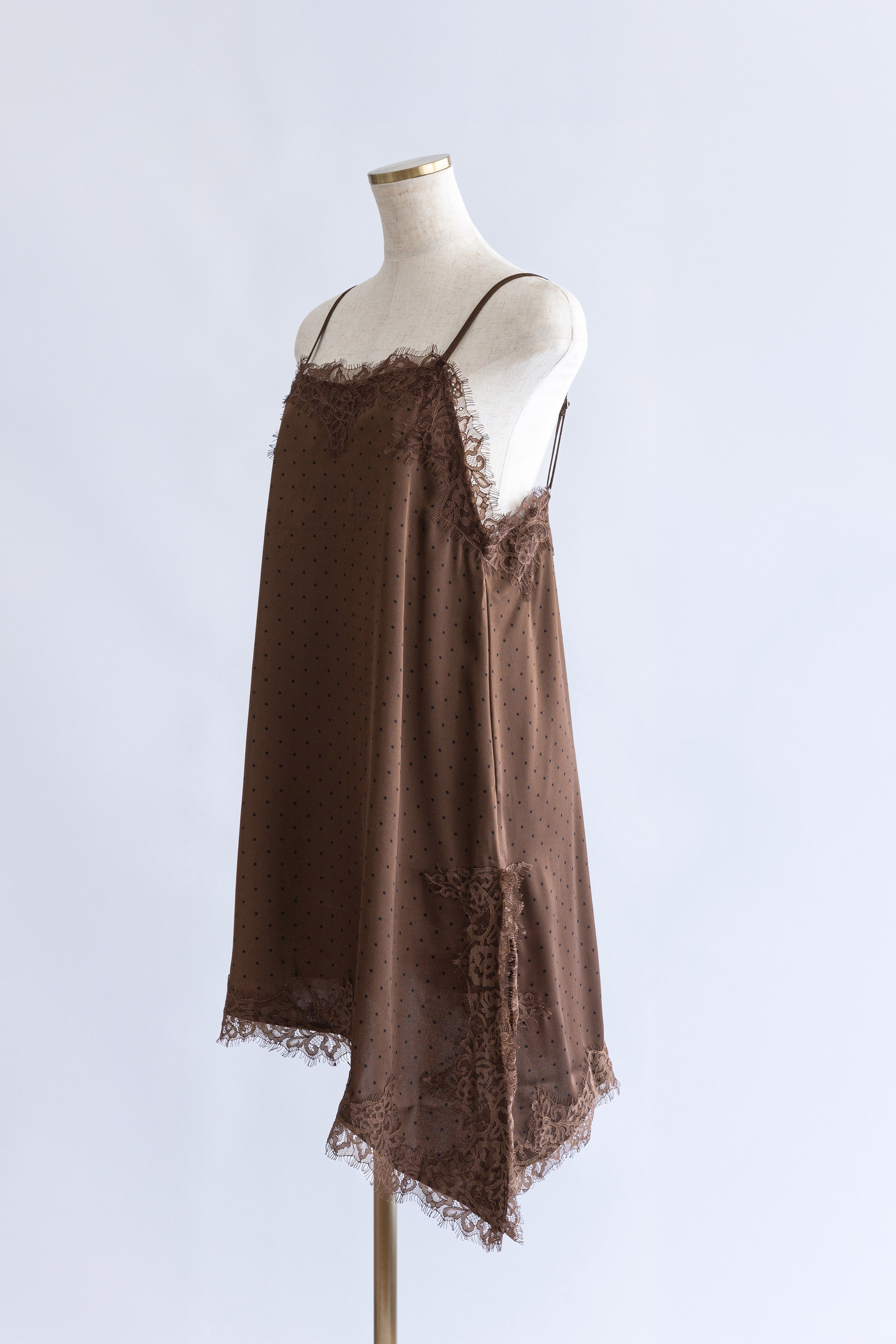 Polka Dot Satin Lace Cami Dress