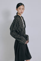 Satin Piping Checked Pajama Shirt