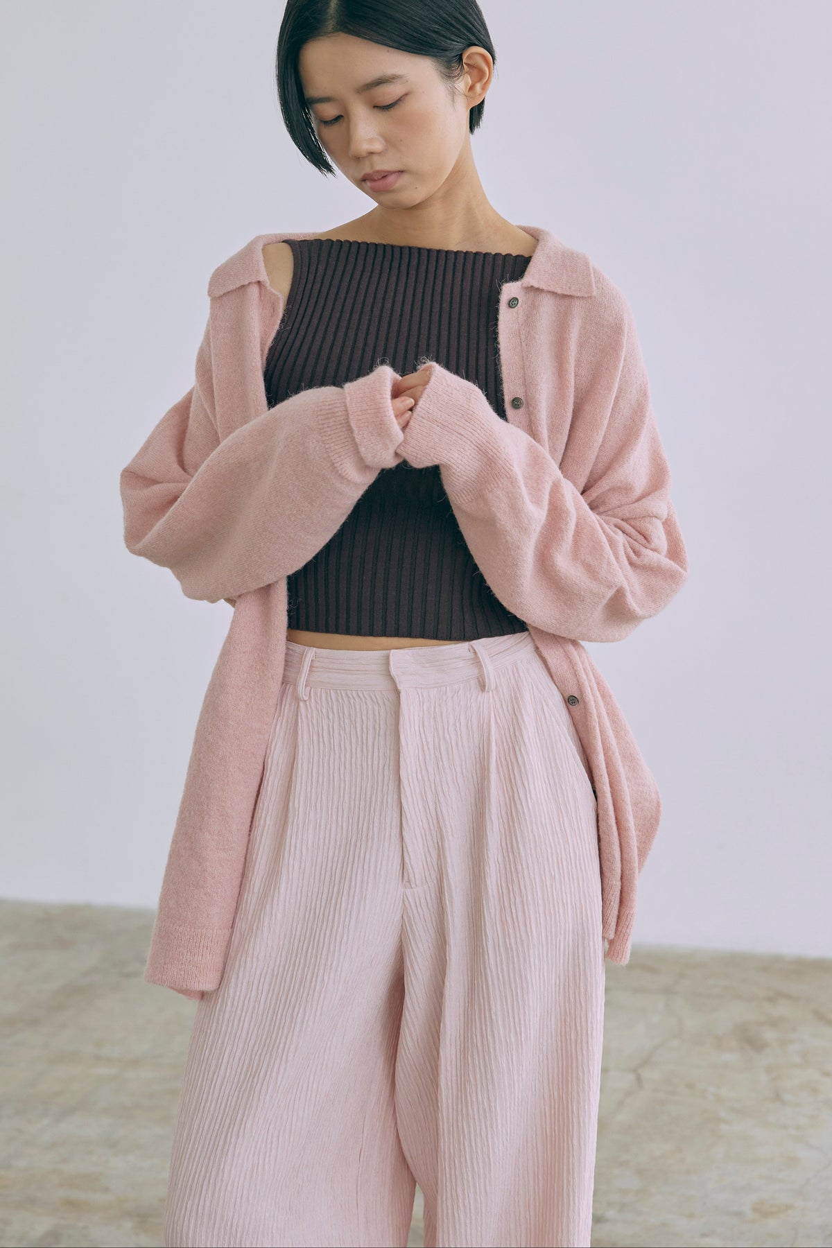 Sleeveless Jacquard Suit ピンク