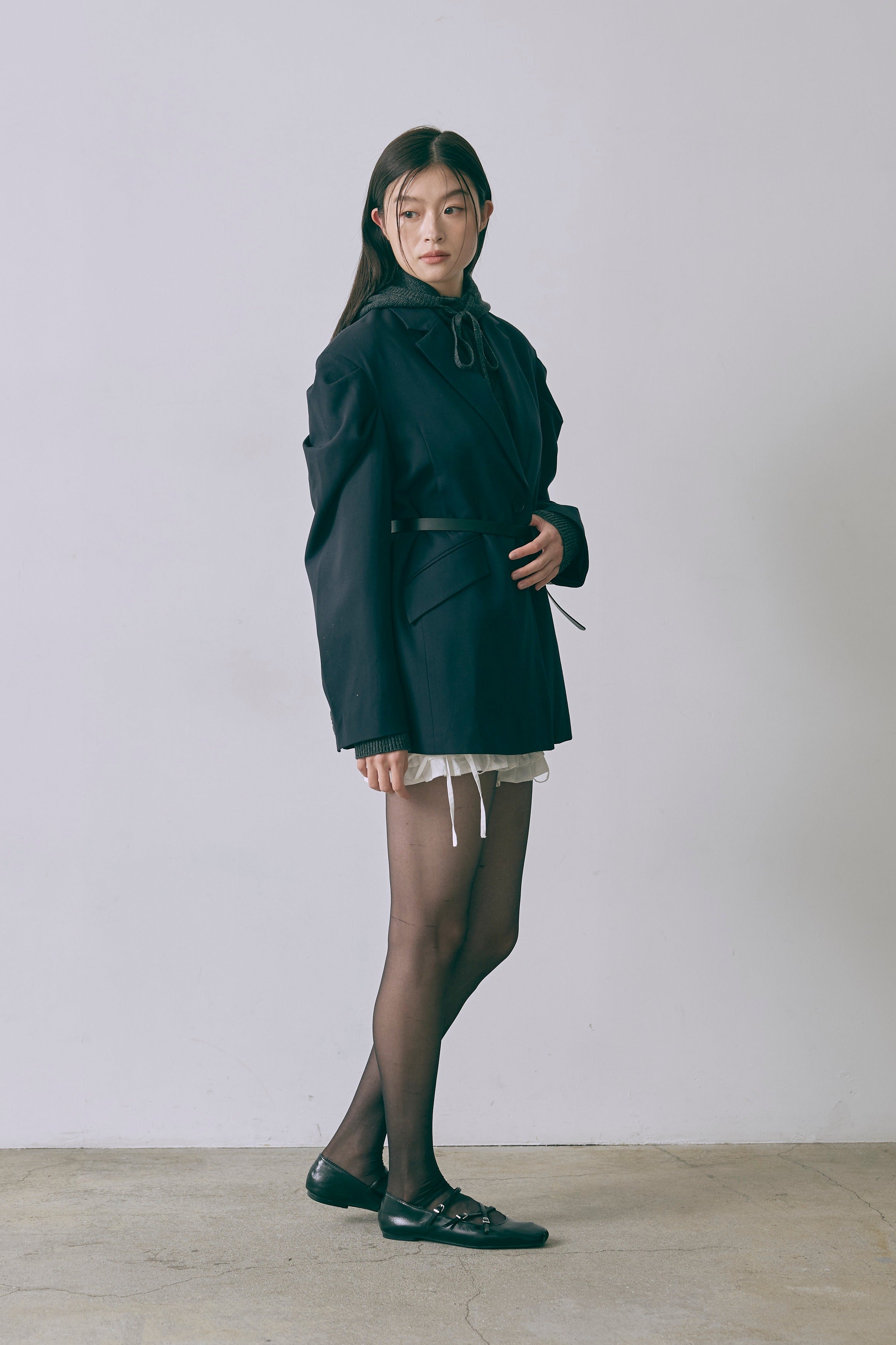 Gathered Shoulder Fitted Jacket