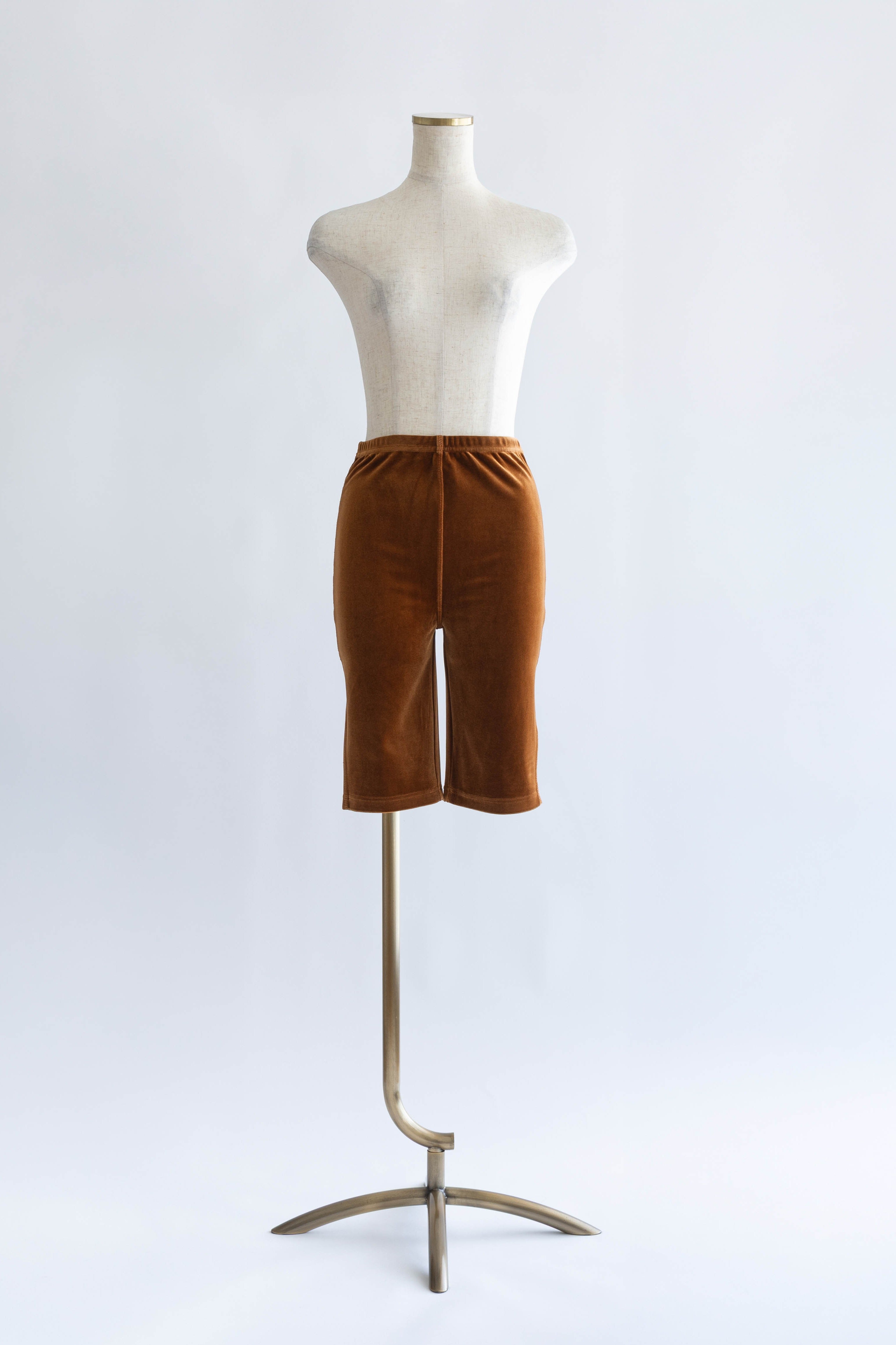 Velour Slim-Fit Biker Leggings キャメル