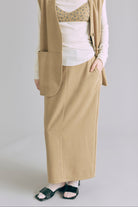 【Set Up】Faux Suede Straight Skirt
