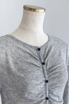 Soft Sheer Gathered Cardigan 杢グレー