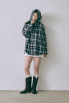 Layered Stole Flannel Shirt ネイビー