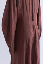 Volume Sleeve Soft Flare Dress ブラウン