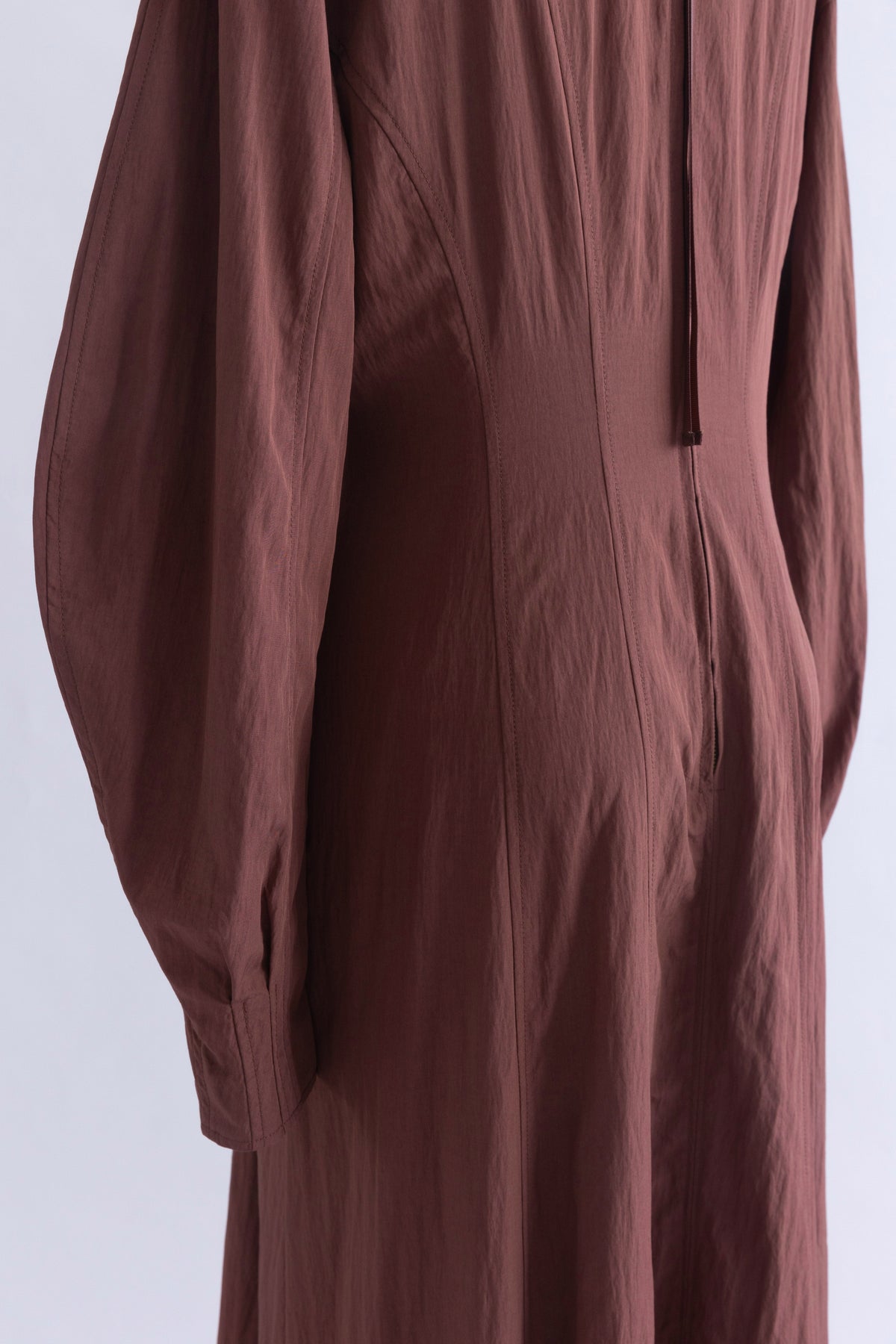 Volume Sleeve Soft Flare Dress ブラウン