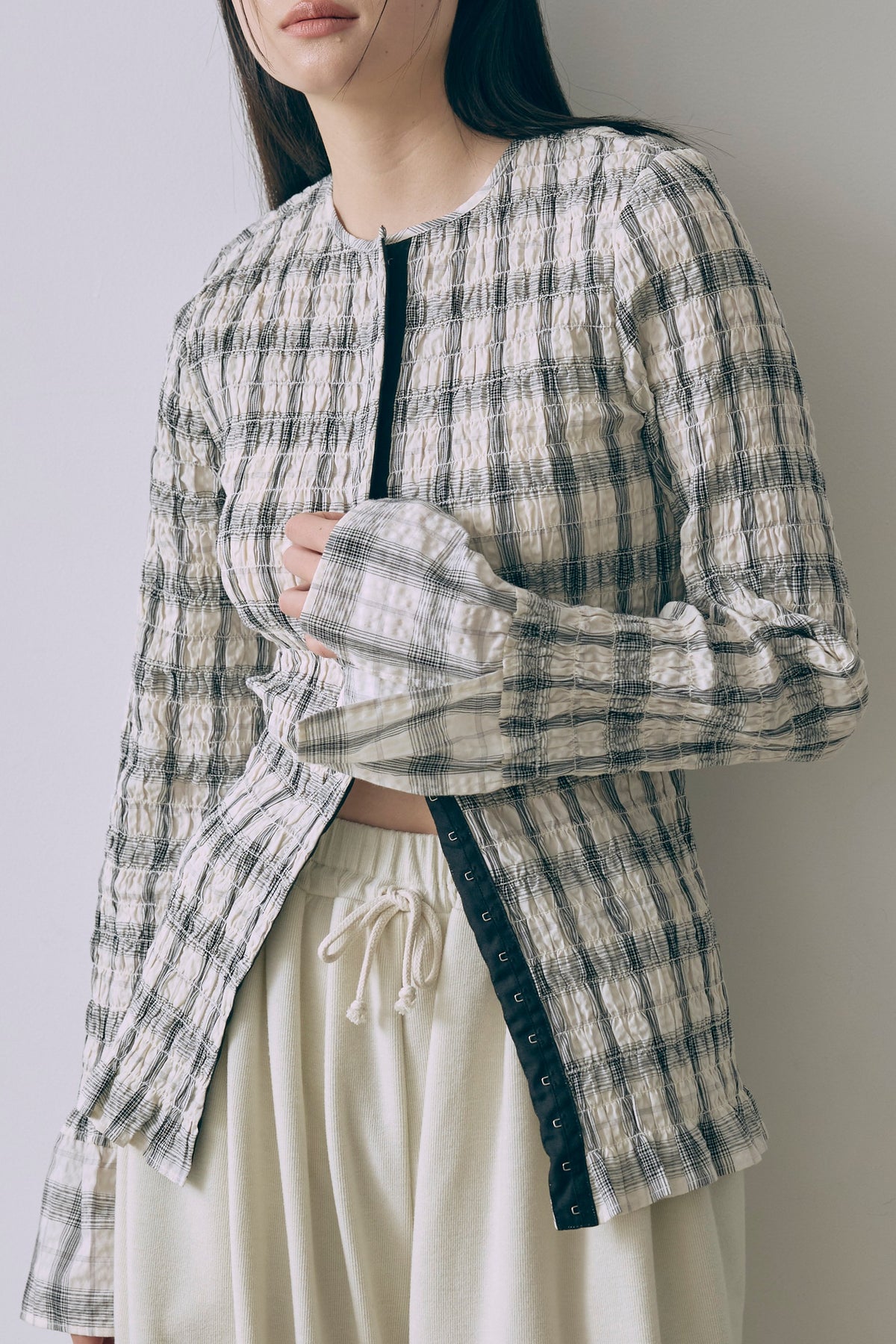 Smocked Check Blouse