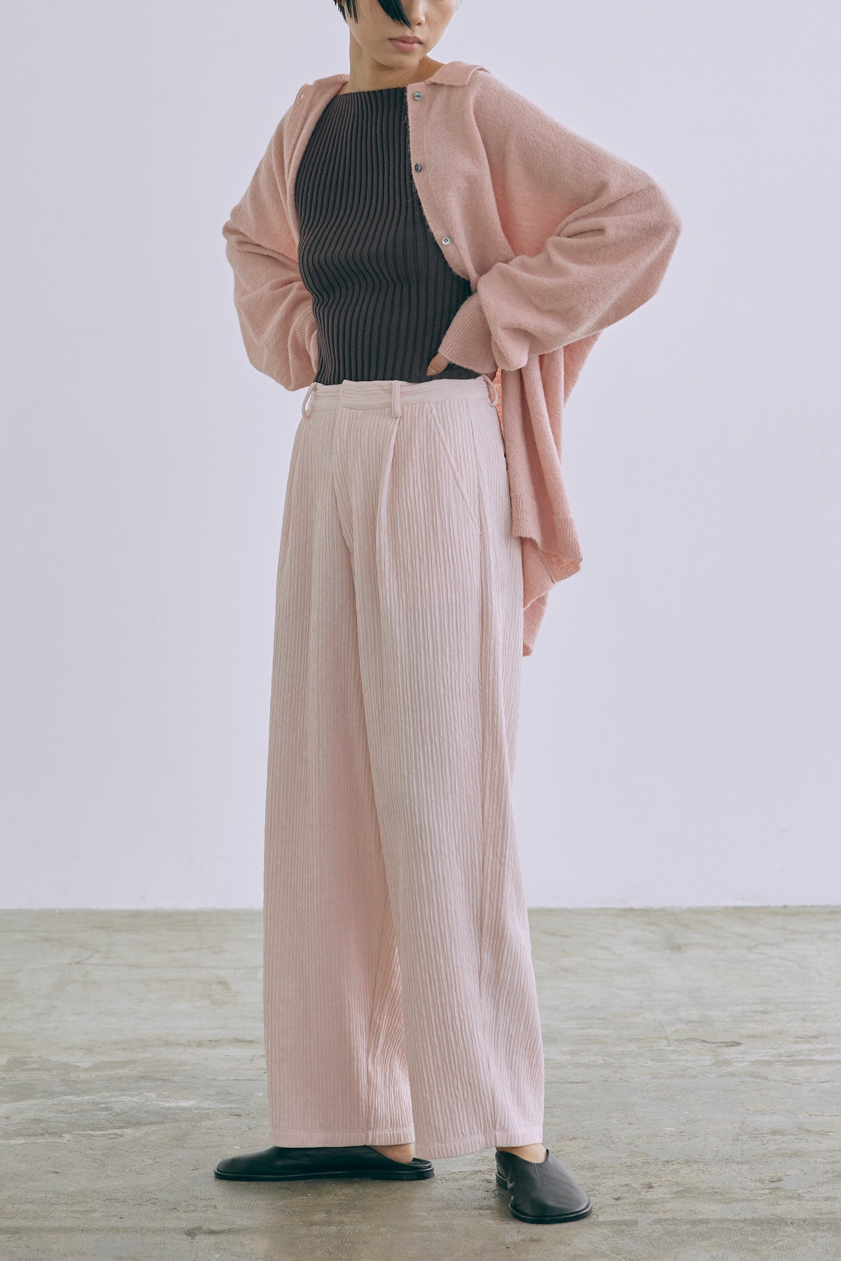 Loose Polo Cardigan ピンク