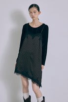 Polka Dot Satin Lace Cami Dress ブラック size:F model:175cm SENPING