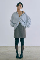 Alpaca-Touch Knit Mini Skirt 杢グレー