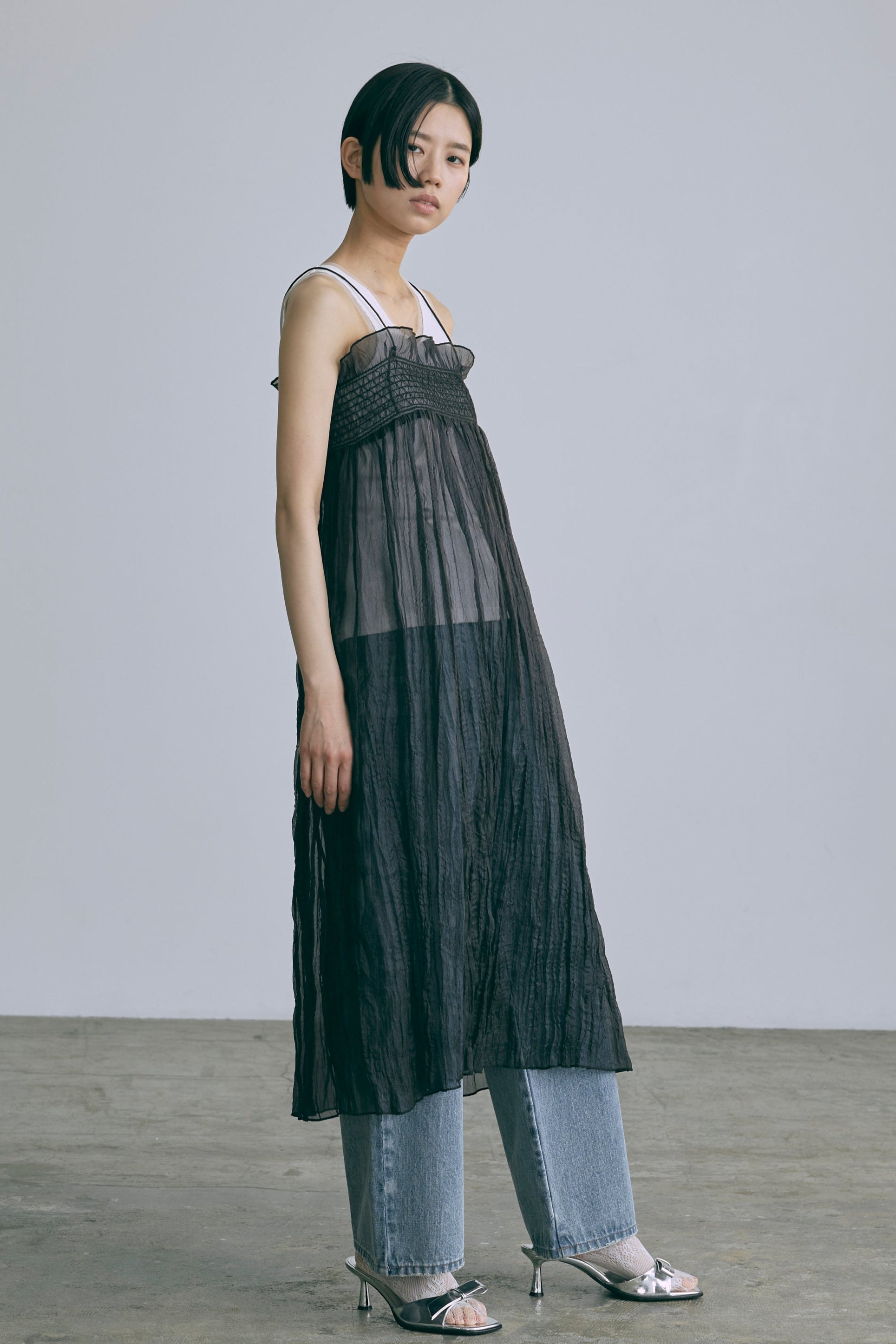 Tulle Piping Tank Top