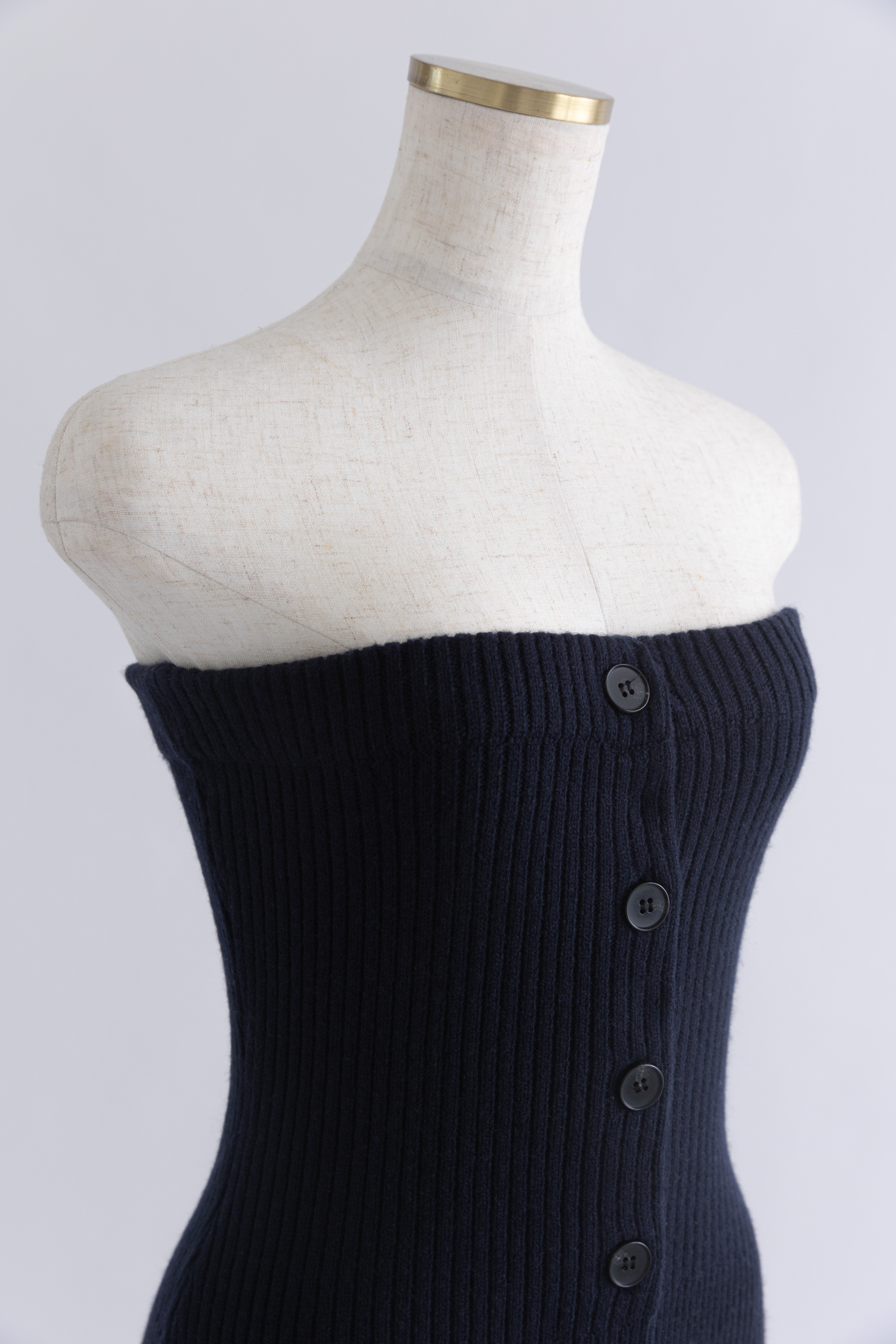 Crewneck Knit ＆ Rib Knit Bustier Set