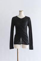 Soft Sheer Gathered Cardigan ブラック