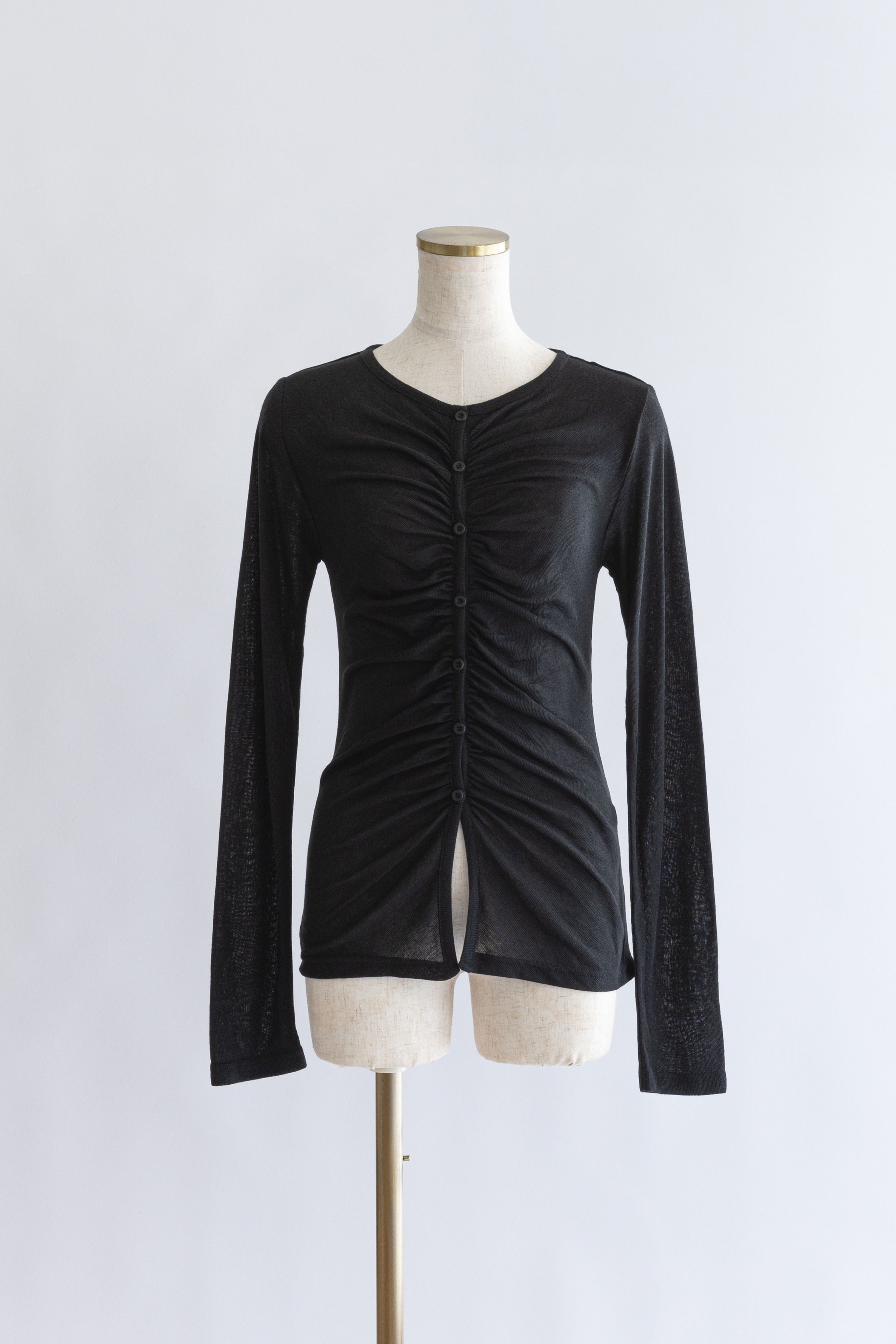 Soft Sheer Gathered Cardigan ブラック