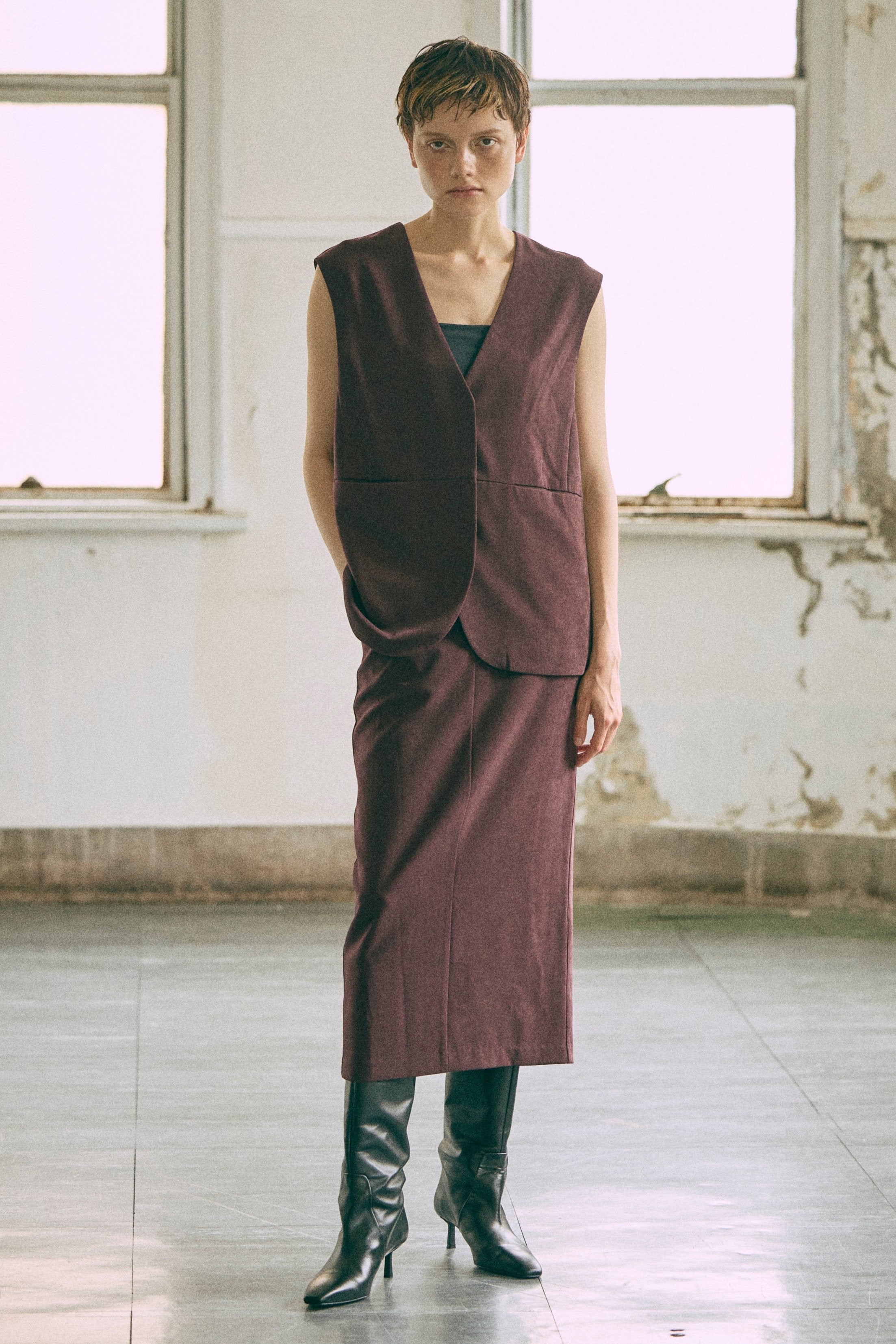 【Set Up】Faux Suede Gilet