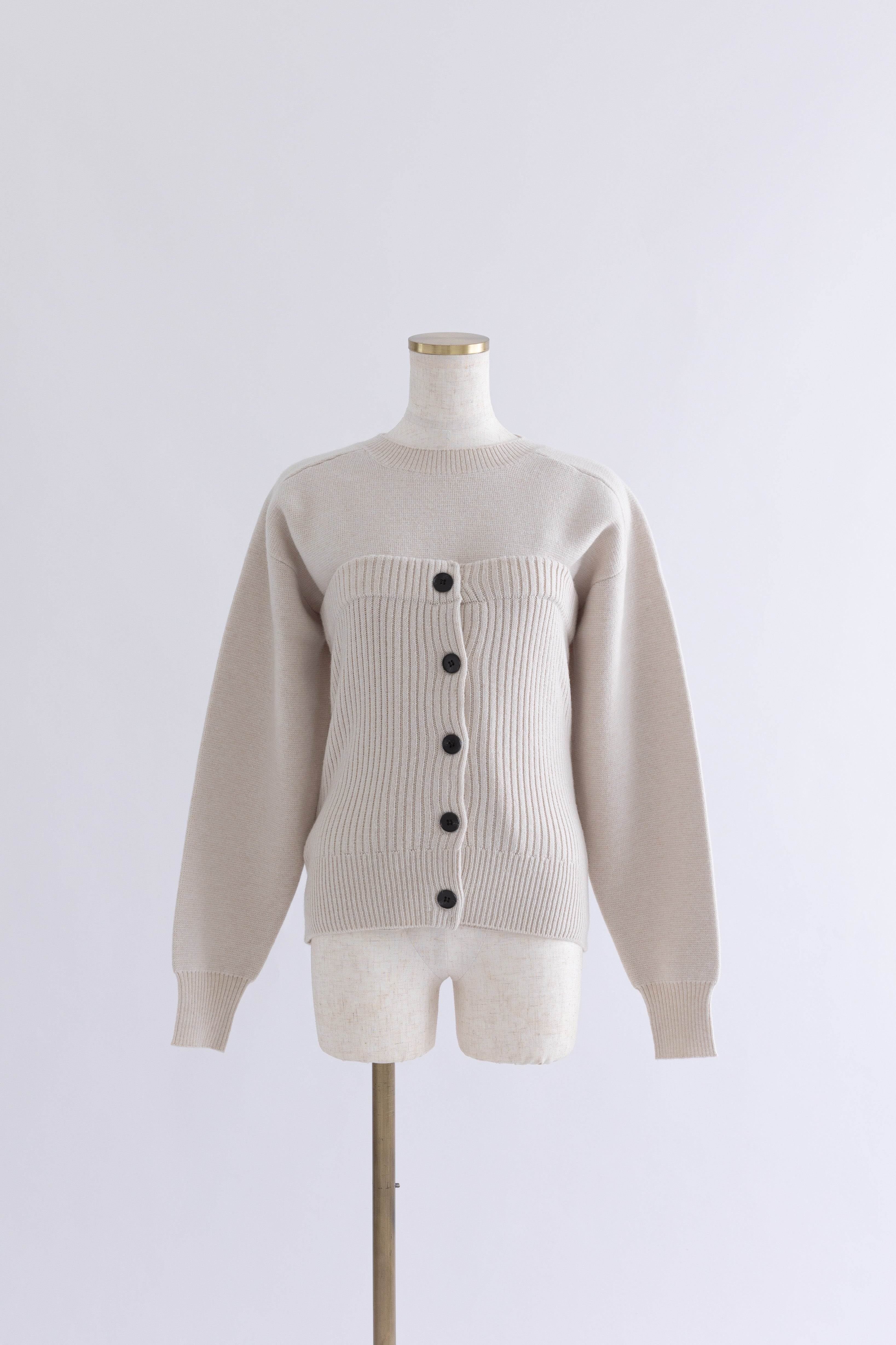 Crewneck Knit ＆ Rib Knit Bustier Set